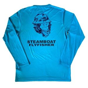 Patagonia Steamboat Flyfisher Monkey Long Sleeve T-Shirt Blue Medium